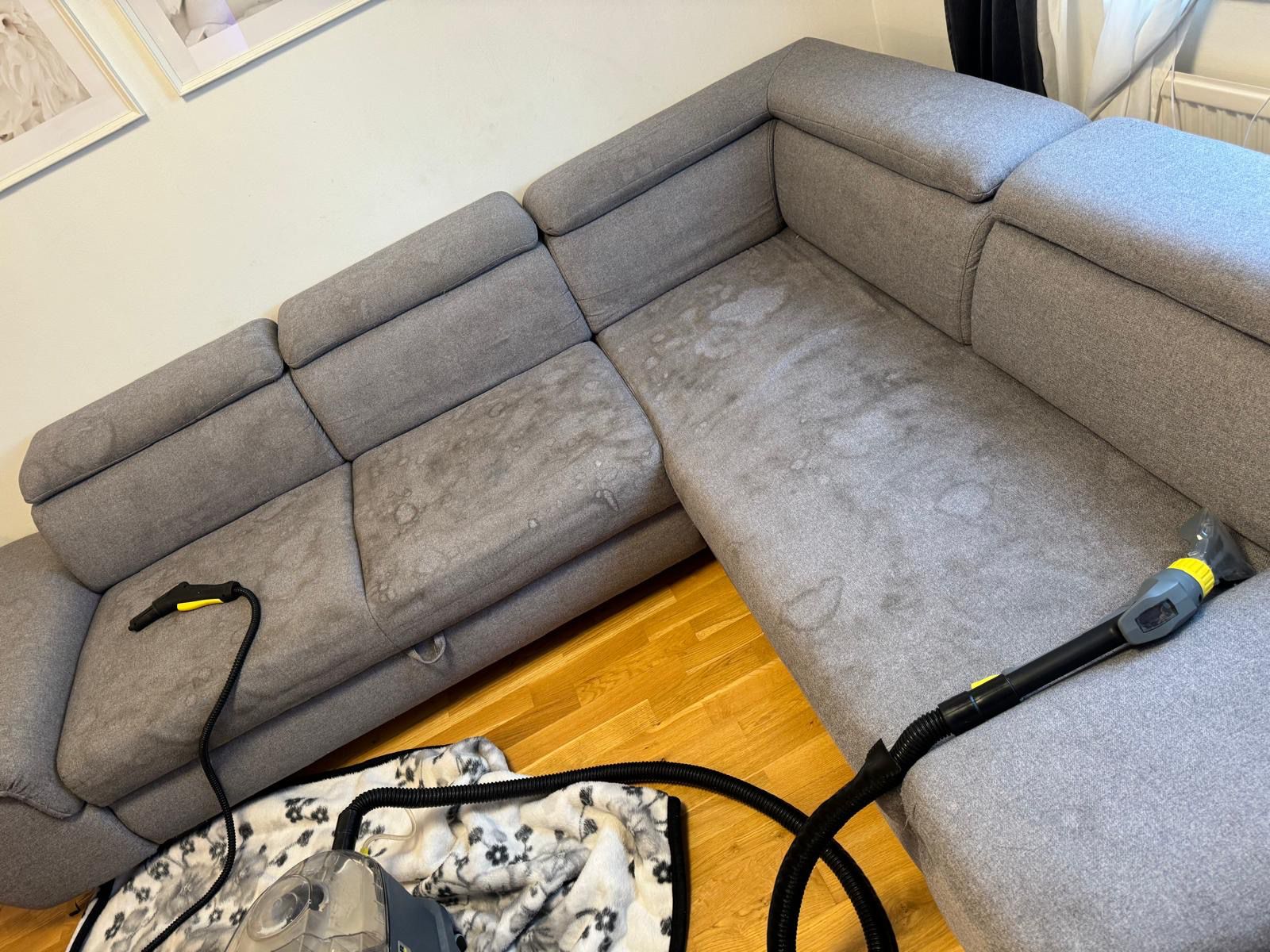 Graues Sofa Fleckenentfernung Vorher